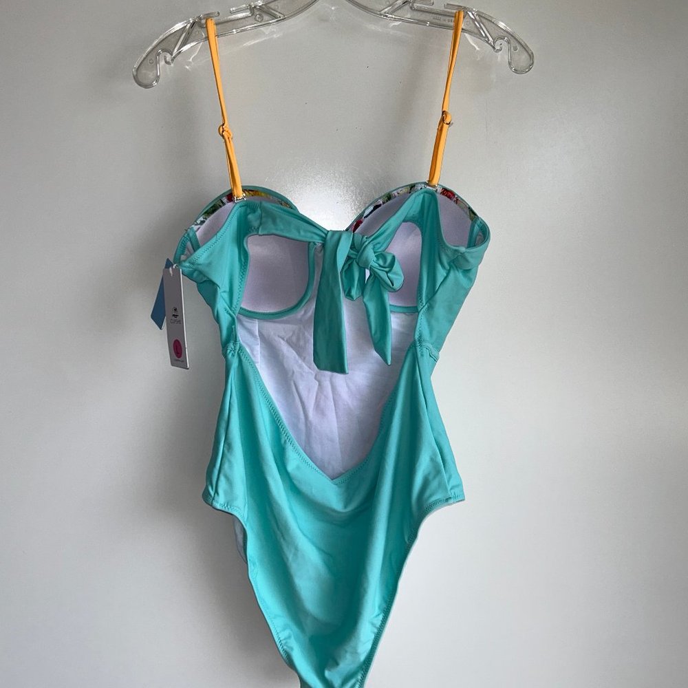 NWT CUPSHE One-Piece Blue Floral Swimsuit Size Large - Picture 5 of 9